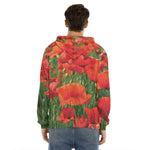 Remembrance Day Poppy Print Men's Velvet Pullover Hoodie