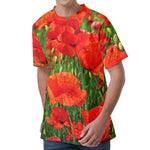 Remembrance Day Poppy Print Men's Velvet T-Shirt
