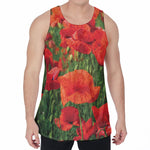 Remembrance Day Poppy Print Men's Velvet Tank Top