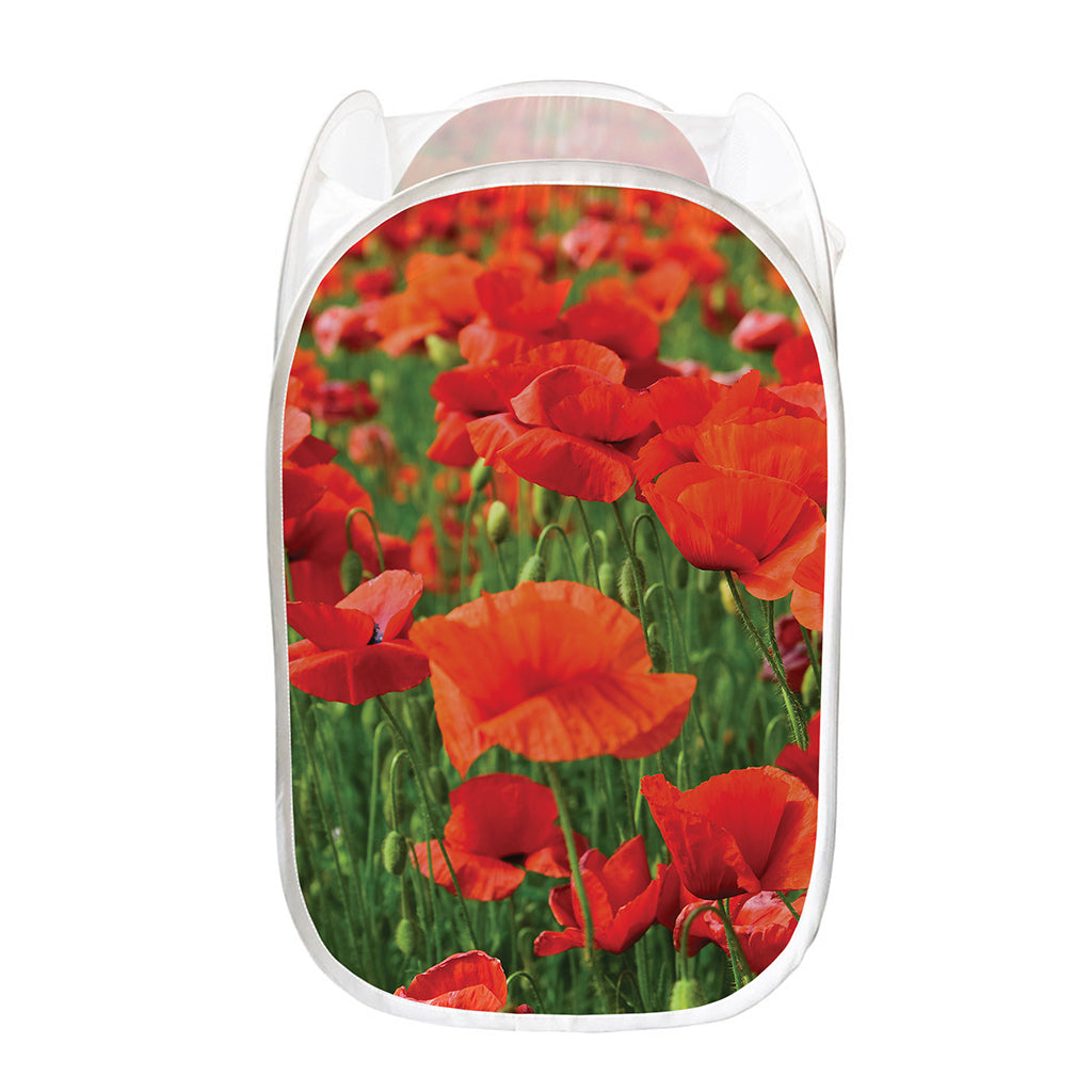 Remembrance Day Poppy Print Mesh Laundry Hamper