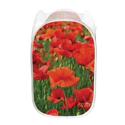 Remembrance Day Poppy Print Mesh Laundry Hamper