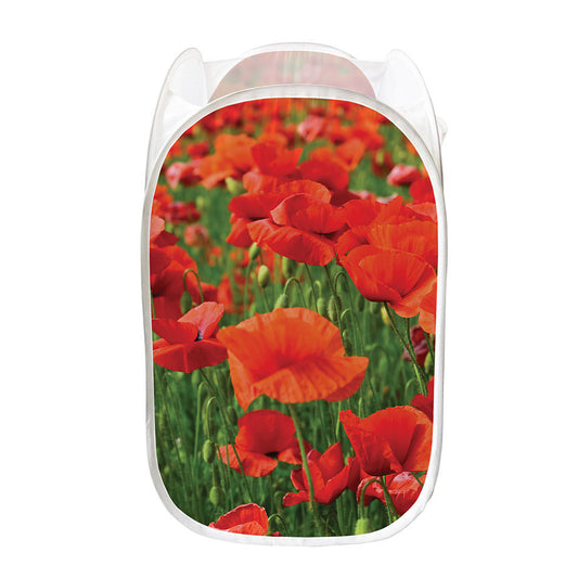 Remembrance Day Poppy Print Mesh Laundry Hamper