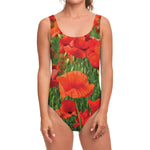 Remembrance Day Poppy Print One Piece Swimsuit