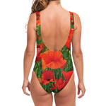 Remembrance Day Poppy Print One Piece Swimsuit