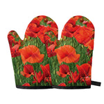 Remembrance Day Poppy Print Oven Mitts