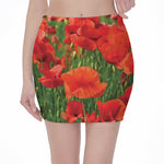Remembrance Day Poppy Print Pencil Mini Skirt