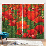 Remembrance Day Poppy Print Pencil Pleat Curtains