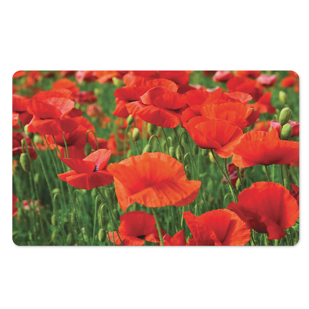 Remembrance Day Poppy Print Polyester Doormat