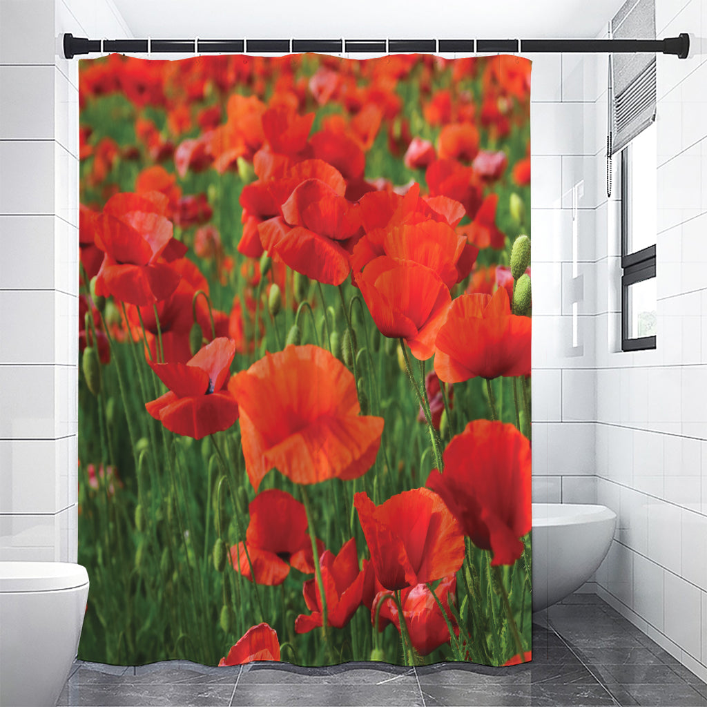 Remembrance Day Poppy Print Premium Shower Curtain