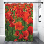Remembrance Day Poppy Print Premium Shower Curtain