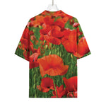 Remembrance Day Poppy Print Rayon Hawaiian Shirt