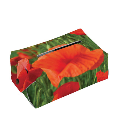 Remembrance Day Poppy Print Rectangle Tissue Box Cover
