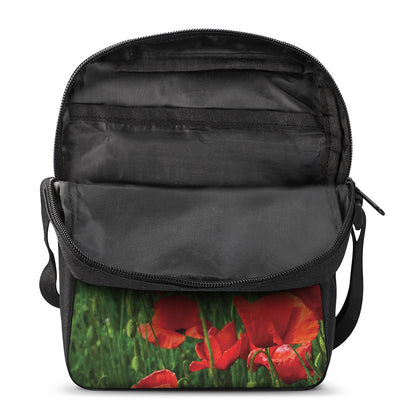 Remembrance Day Poppy Print Rectangular Crossbody Bag