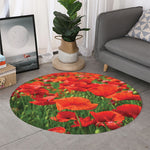 Remembrance Day Poppy Print Round Rug