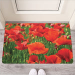 Remembrance Day Poppy Print Rubber Doormat