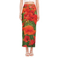 Remembrance Day Poppy Print Side Slit Maxi Skirt