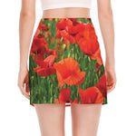 Remembrance Day Poppy Print Side Slit Mini Skirt