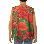 Remembrance Day Poppy Print Sleeveless Baseball Jersey