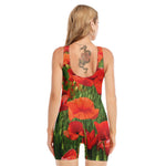 Remembrance Day Poppy Print Sleeveless One Piece Swimsuit