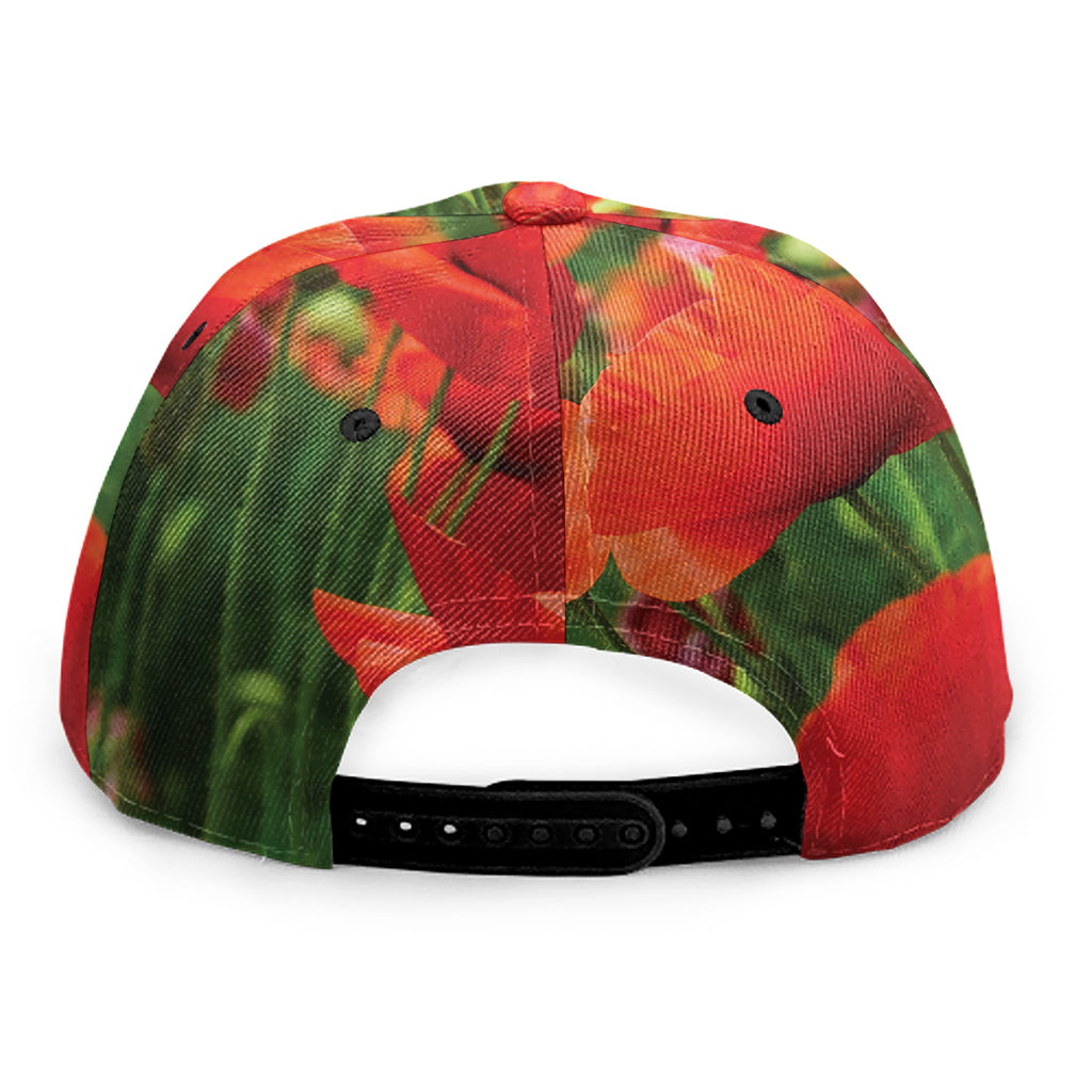 Remembrance Day Poppy Print Snapback Cap