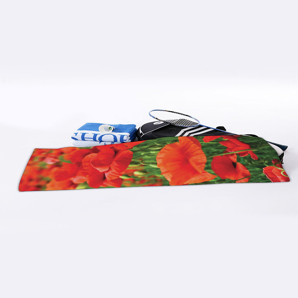 Remembrance Day Poppy Print Sports Towel
