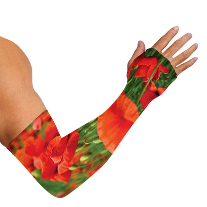 Remembrance Day Poppy Print Sun Protection Arm Sleeves