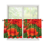 Remembrance Day Poppy Print Tier Curtains