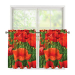 Remembrance Day Poppy Print Tier Curtains
