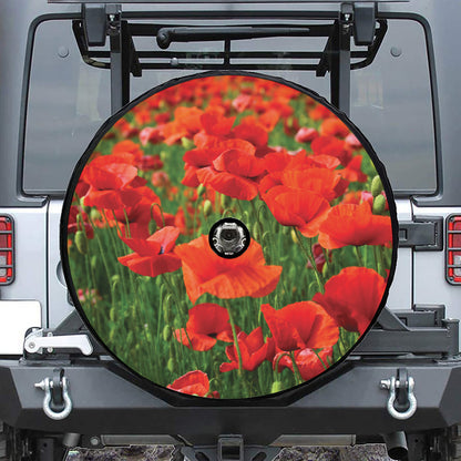 Remembrance Day Poppy Print Tire Cover With Camera Hole
