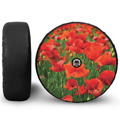Remembrance Day Poppy Print Tire Cover With Camera Hole