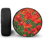 Remembrance Day Poppy Print Tire Cover With Camera Hole