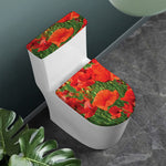 Remembrance Day Poppy Print Toilet Lid And Tank Cover Set
