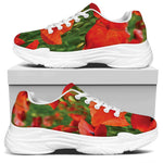 Remembrance Day Poppy Print White Chunky Shoes