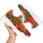 Remembrance Day Poppy Print White Chunky Shoes