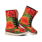 Remembrance Day Poppy Print Winter Boots