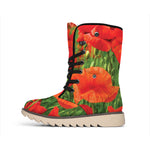 Remembrance Day Poppy Print Winter Boots