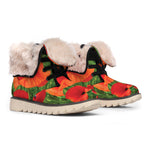 Remembrance Day Poppy Print Winter Boots