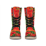 Remembrance Day Poppy Print Winter Boots