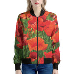 Remembrance Day Poppy Print Women's Bomber Jacket