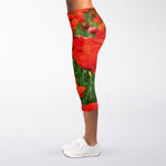 Remembrance Day Poppy Print Women's Capri Leggings