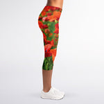 Remembrance Day Poppy Print Women's Capri Leggings