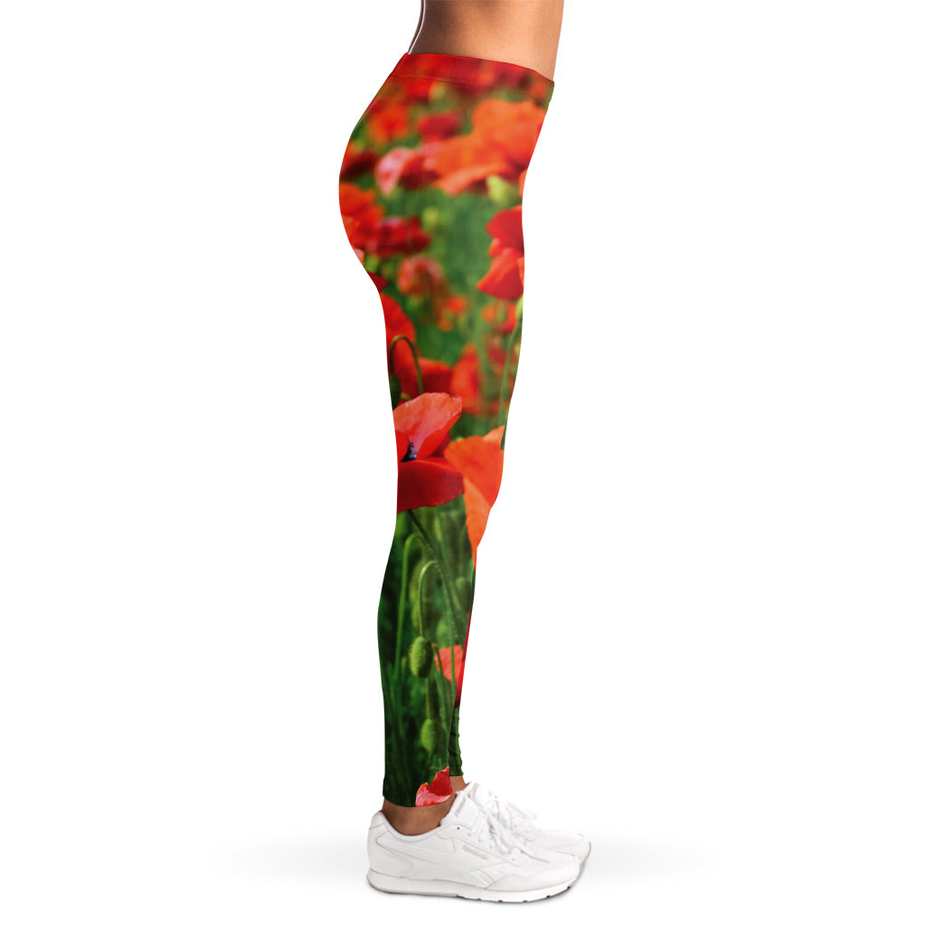 Remembrance Day Poppy Print Women's Leggings