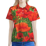 Remembrance Day Poppy Print Women's Polo Shirt