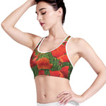 Remembrance Day Poppy Print Women's Sports Bra