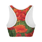 Remembrance Day Poppy Print Women's Sports Bra