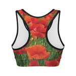 Remembrance Day Poppy Print Women's Sports Bra