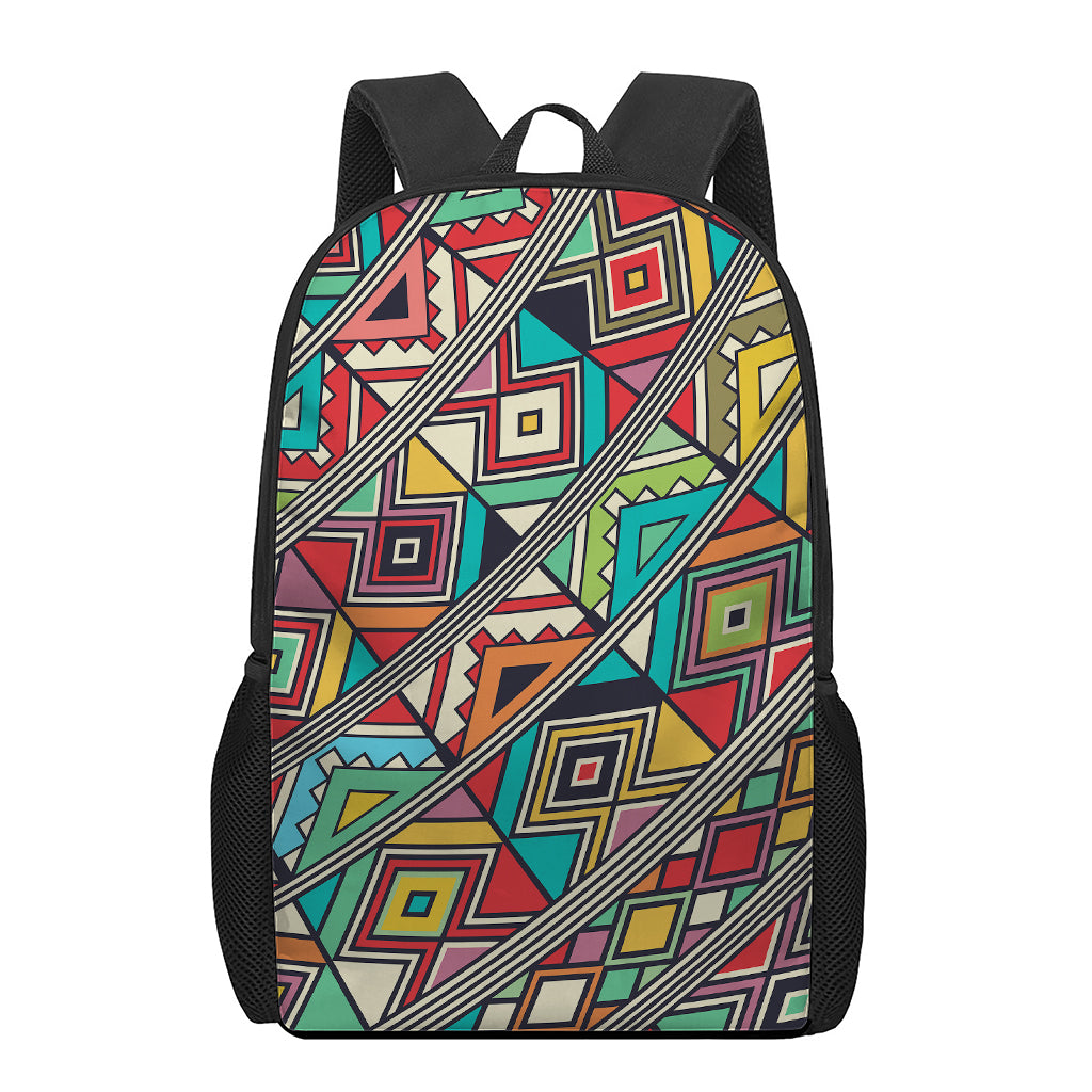 Retro African Ethnic Tribal Print 17 Inch Backpack