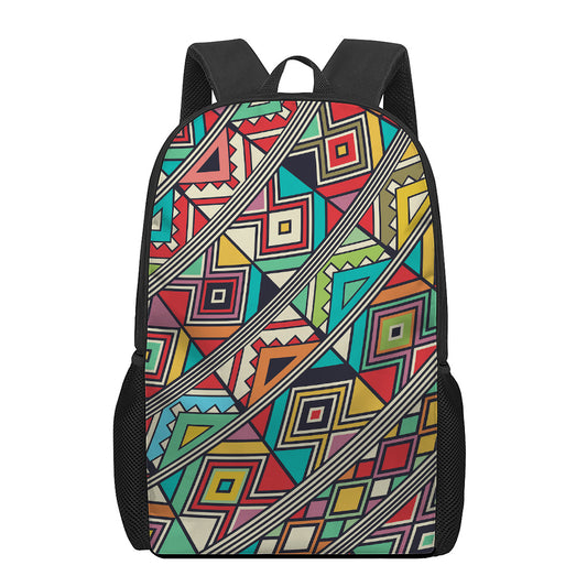 Retro African Ethnic Tribal Print 17 Inch Backpack
