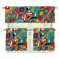 Retro African Ethnic Tribal Print 3 Piece Kitchen Curtains