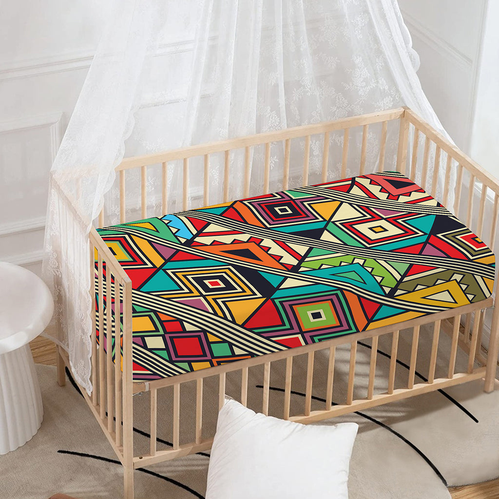Retro African Ethnic Tribal Print Baby Crib Sheet